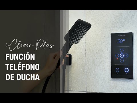 iCLEVER PLUS, panneau de douche numérique. Sortie d'eau par la pomme de douche et augmentation de la température.